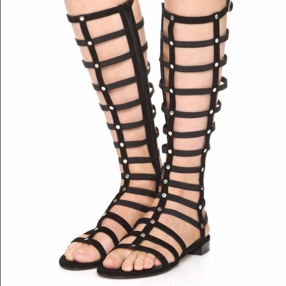 Stuart Weitzman Black Leather Gladiator Sandals 6 - Picture 7 of 7
